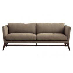 McCartney Sofa Sand Velvet Dark Walnut