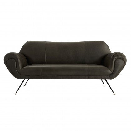 Mitchell Sofa Graphite Leather Matte Black